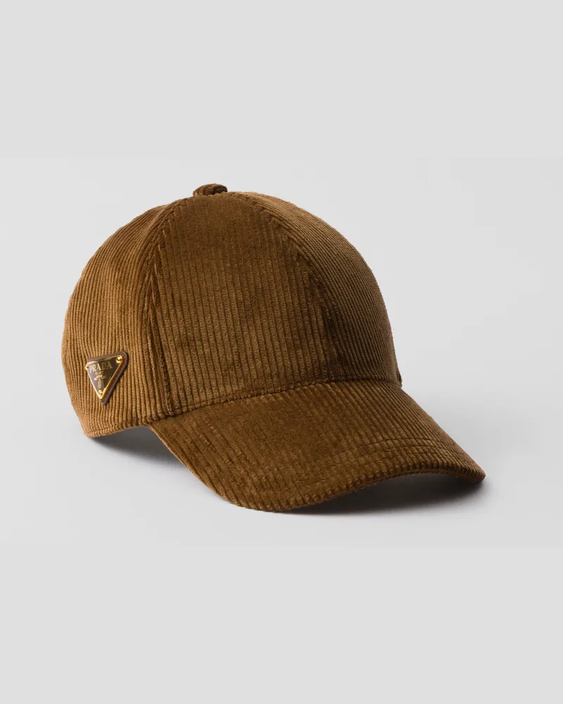 Prada Baseballkappe aus Cord Tabak