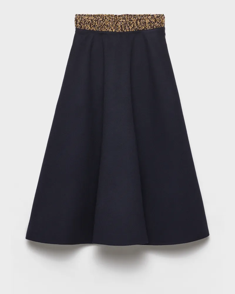 Prada Rock aus leichter Kaschmirwolle und Wolle Blau