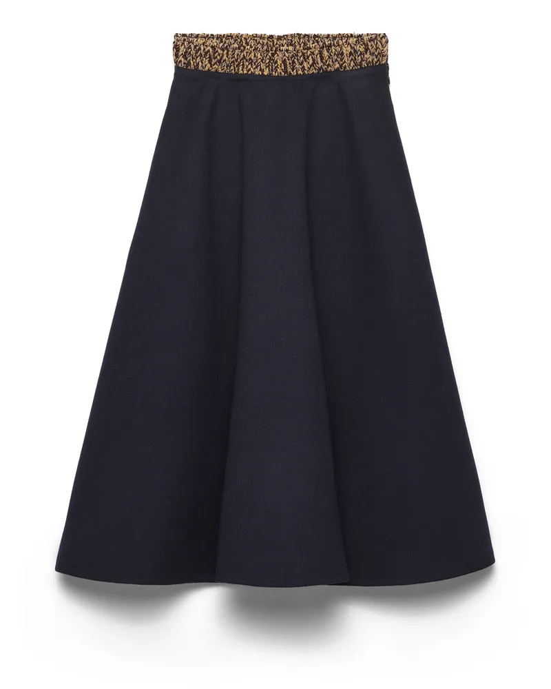 Prada Rock Aus Leichter Kaschmirwolle Und Wolle, Damen, Blau, Größe Blau