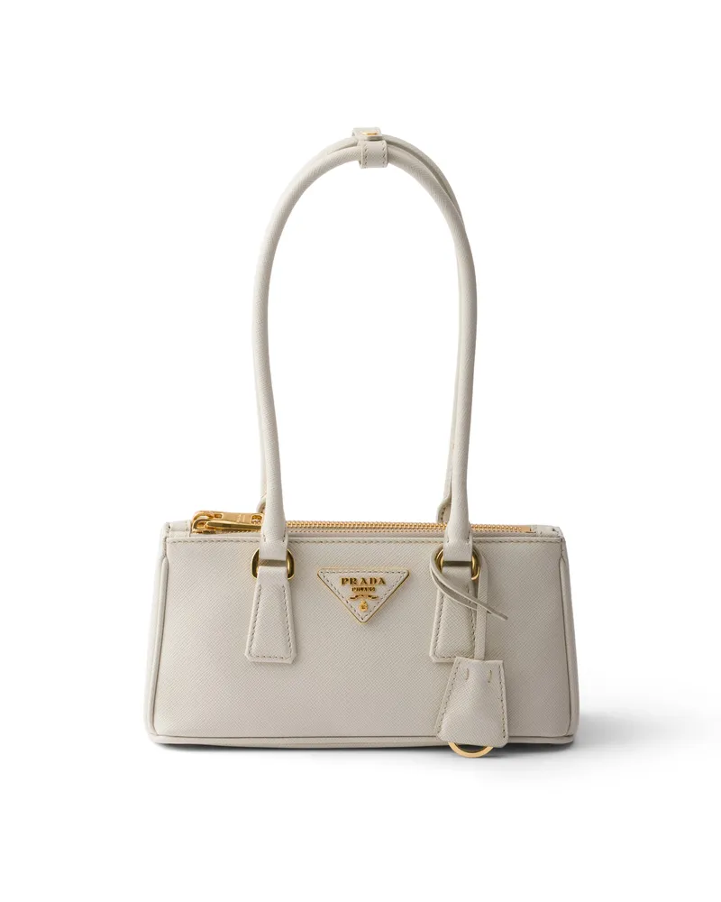 Prada Galleria Mini Bag Aus Saffiano-leder, Damen, Kalkweiss Kalkweiss