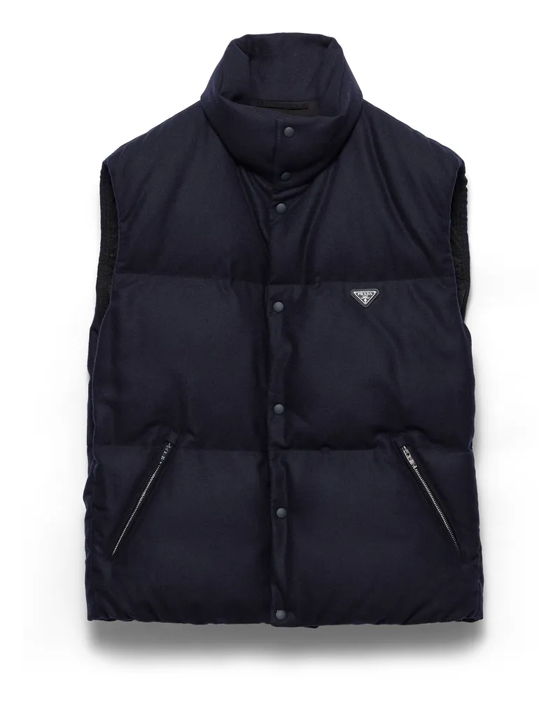 Prada Re-wool Daunenweste, Herren, Blau, Größe Blau