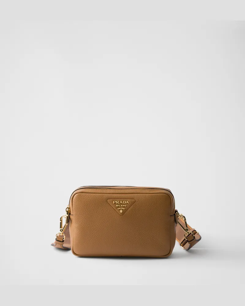 Prada Kleine Schultertasche aus Leder Karamell