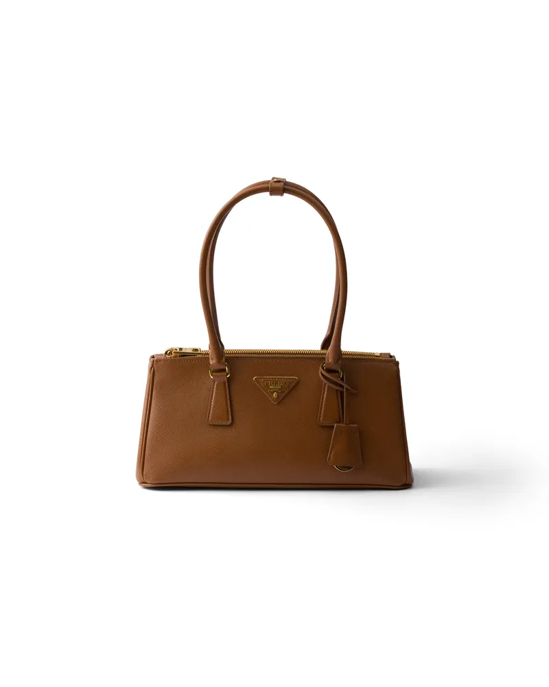 Prada Galleria Mittelgroße Tasche Aus Saffiano-leder, Damen, Cognac Cognac