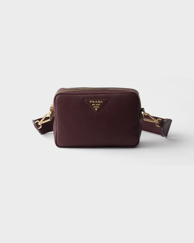 Prada Kleine Schultertasche aus Leder Burgunder