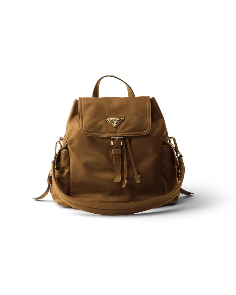 Prada Explore Rucksack Aus Nappa-leder In Mittlerer Größe, Damen, Karamell Karamell