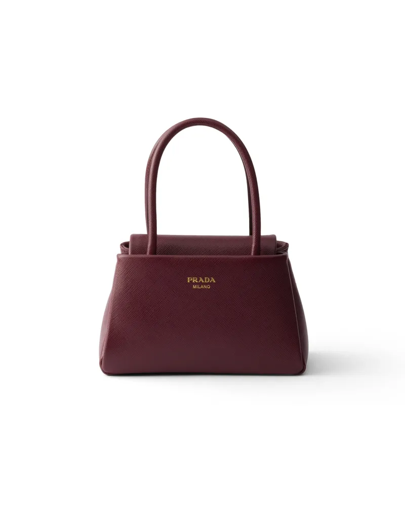 Prada Passage Mini-handtasche Aus Saffiano-leder, Damen, Burgundy Burgundy