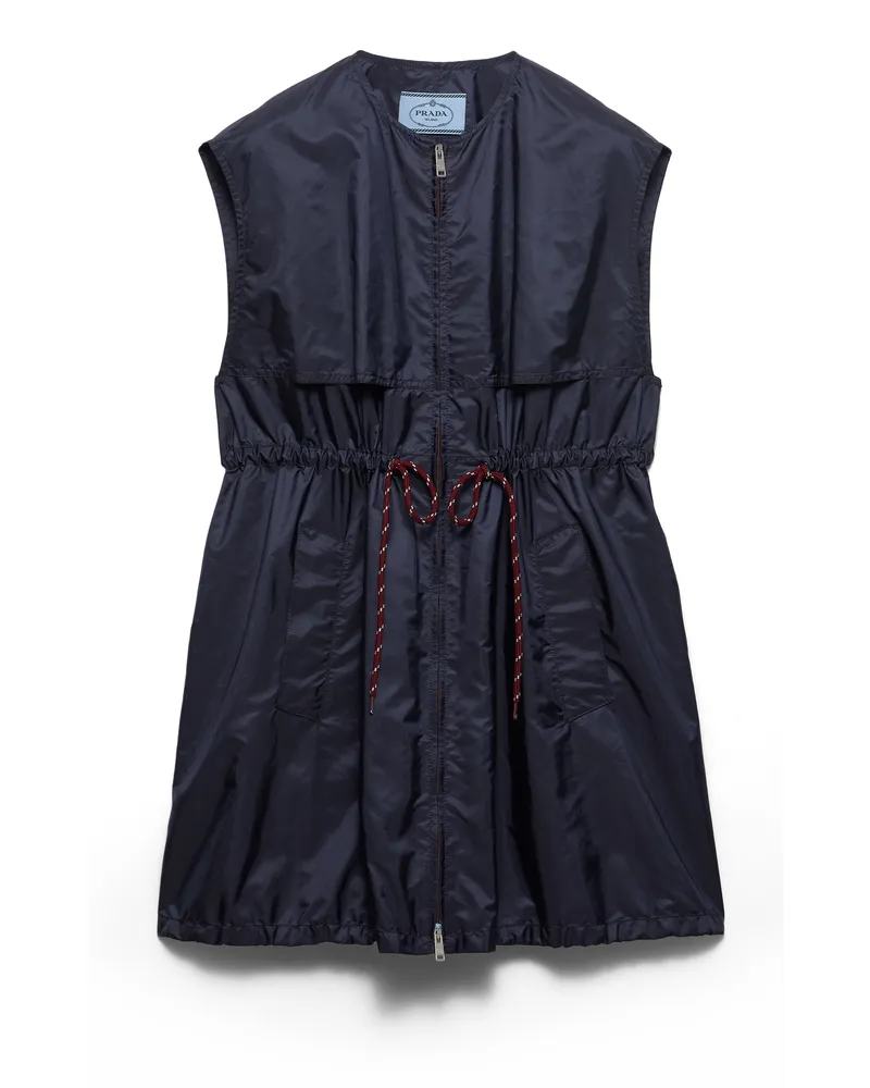 Prada Leichtes, Ärmelloses Minikleid Aus Re-nylon, Damen, Blau, Größe Blau