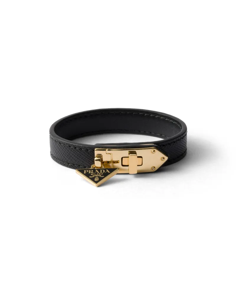 Prada Armband Aus Saffiano-leder, Damen, Schwarz, Größe Schwarz