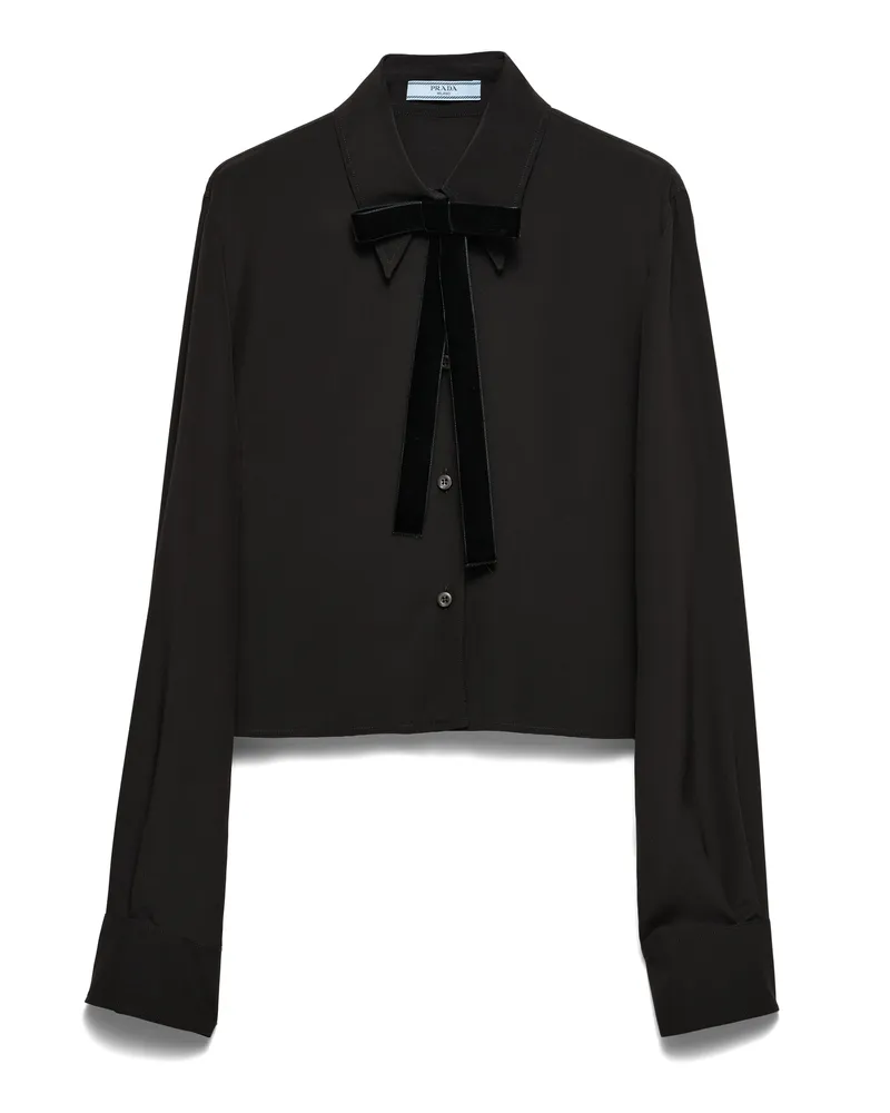 Prada Hemd Aus Crêpe De Chine, Damen, Schwarz, Größe Schwarz
