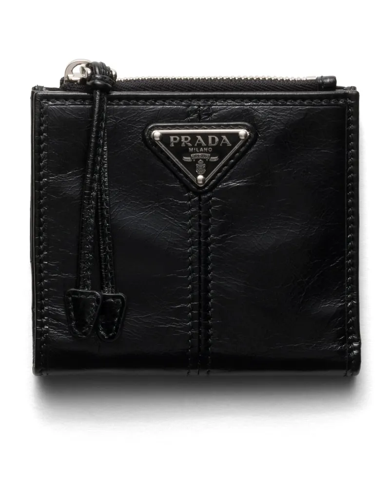 Prada Kleine Geldbörse Aus Leder, Herren, Schwarz Schwarz