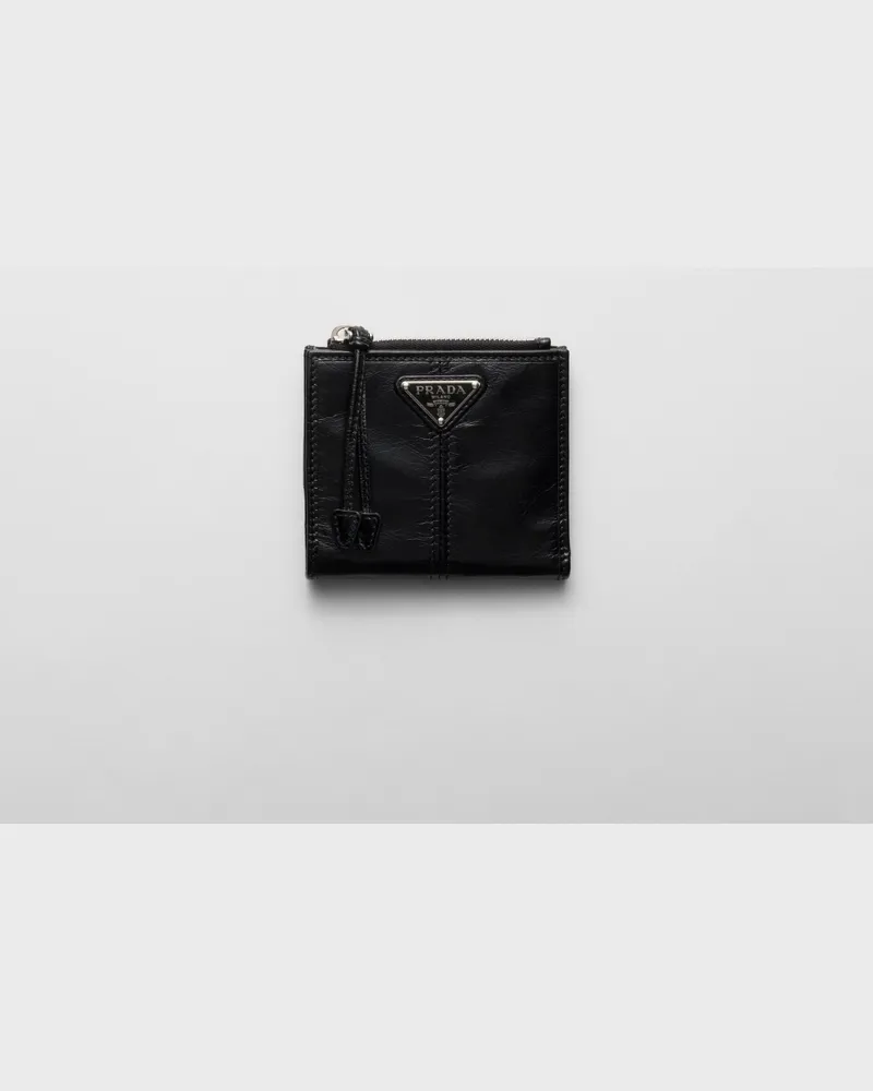 Prada Kleine Geldbörse aus Leder Schwarz