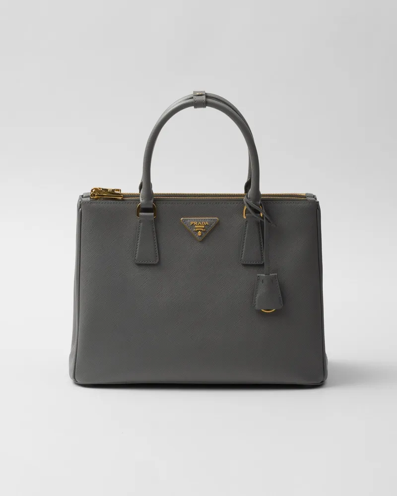 Prada Große  Galleria Tasche aus Saffiano-Leder Schiefergrau