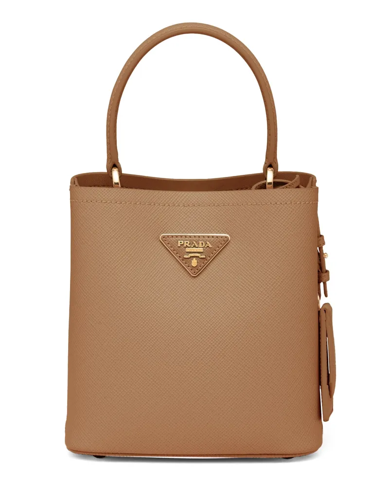 Prada Kleine  Panier Tasche Aus Saffiano-leder, Damen, Karamell Karamell