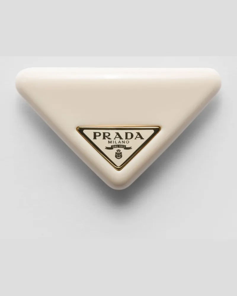 Prada Haarspange aus Plexiglas Elfenbein