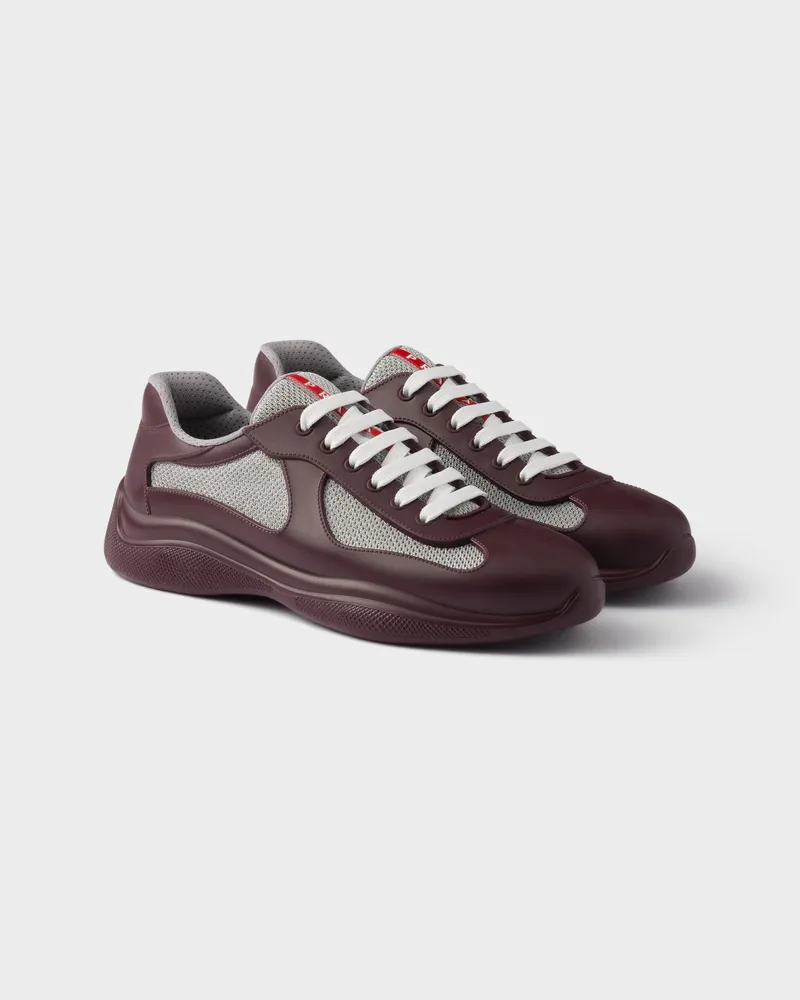 Prada America’s Cup Sneaker aus weichem Gummi und Bike-Gewebe Amaranthrot