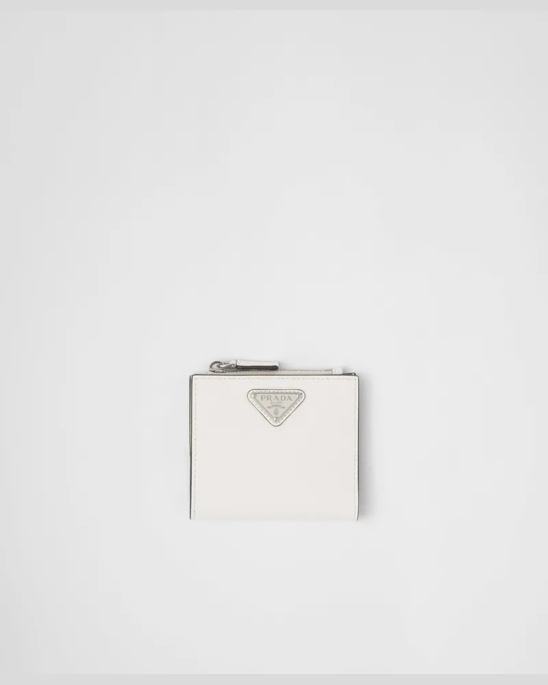 Prada Kleine Geldbörse aus Saffiano-Leder Weiss