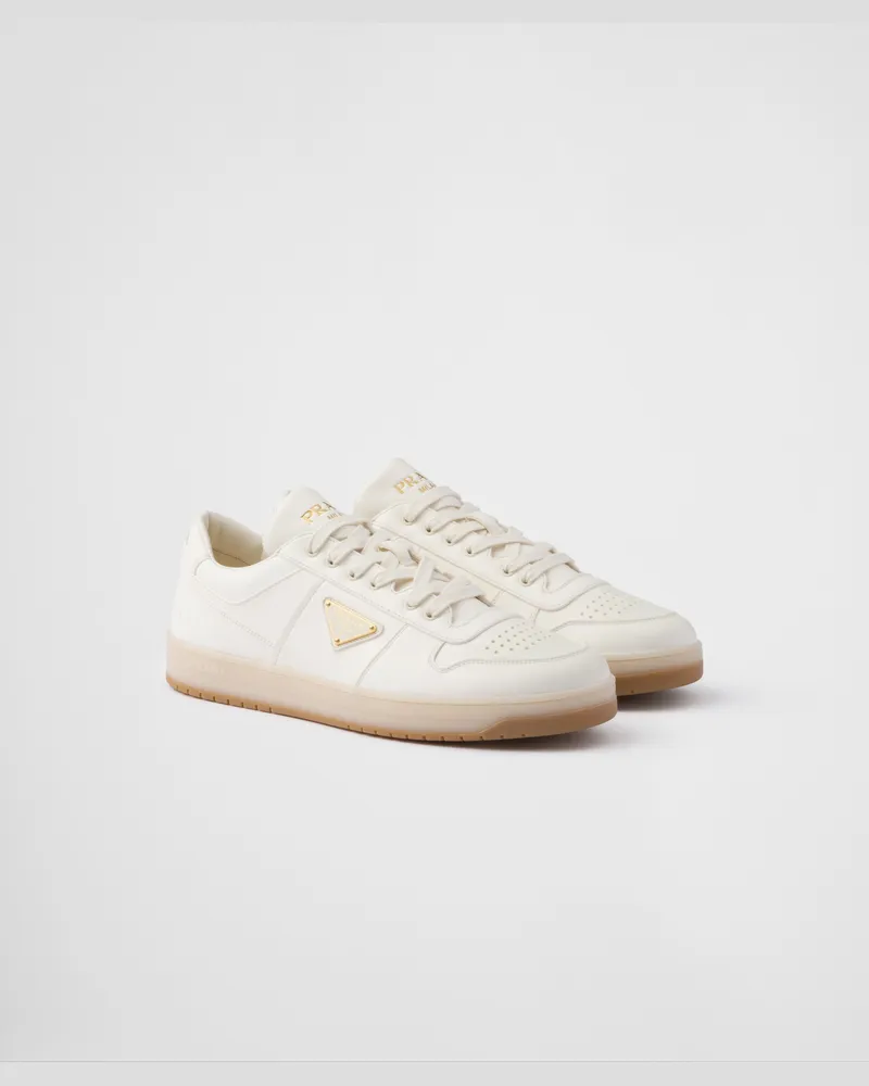 Prada Downtown Sneaker Aus Nappa-leder, Herren, Elfenbein, Größe 7,5 Elfenbein
