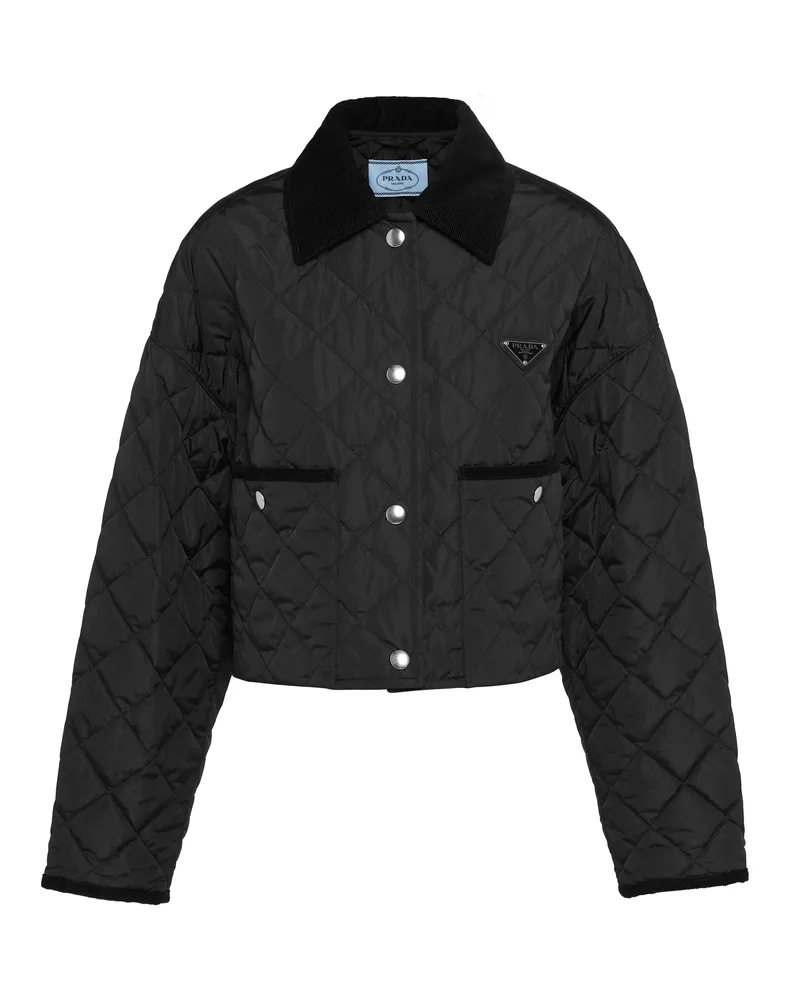 Prada Kurze Jacke Aus Leichtem Re-nylon, Damen, Schwarz, Größe Schwarz