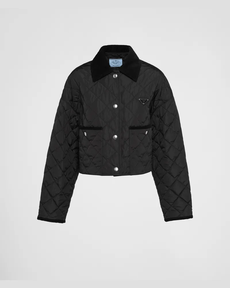 Prada Kurze Jacke aus leichtem Re-Nylon Schwarz