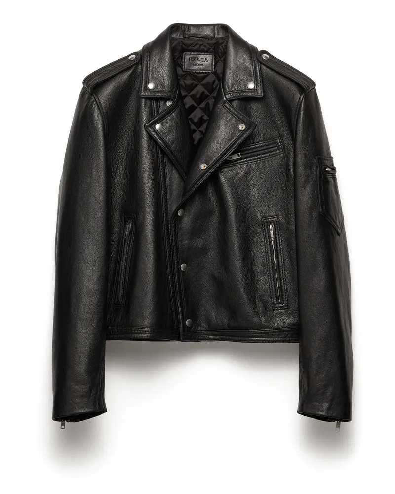Prada Jacke Aus Leder, Herren, Schwarz, Größe Schwarz