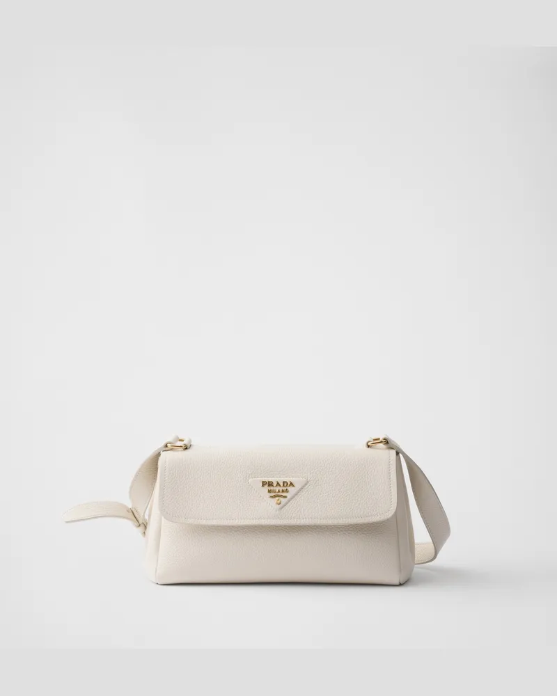 Prada Kleine Schultertasche aus Leder Weiss