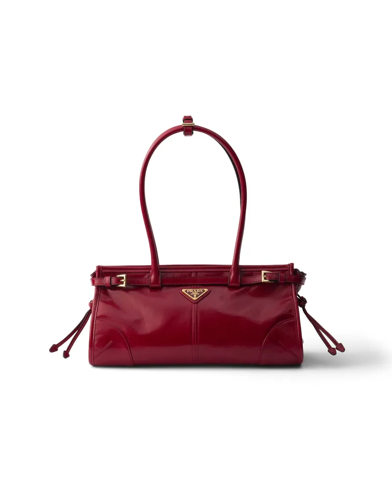 Prada Bonnie Mittelgroße Handtasche Aus Leder, Damen, Rubinrot Rubinrot
