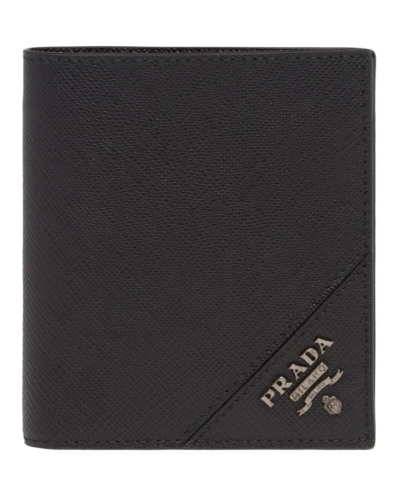 Prada Portemonnaie Aus Saffiano Leder, Herren, Schwarz Schwarz