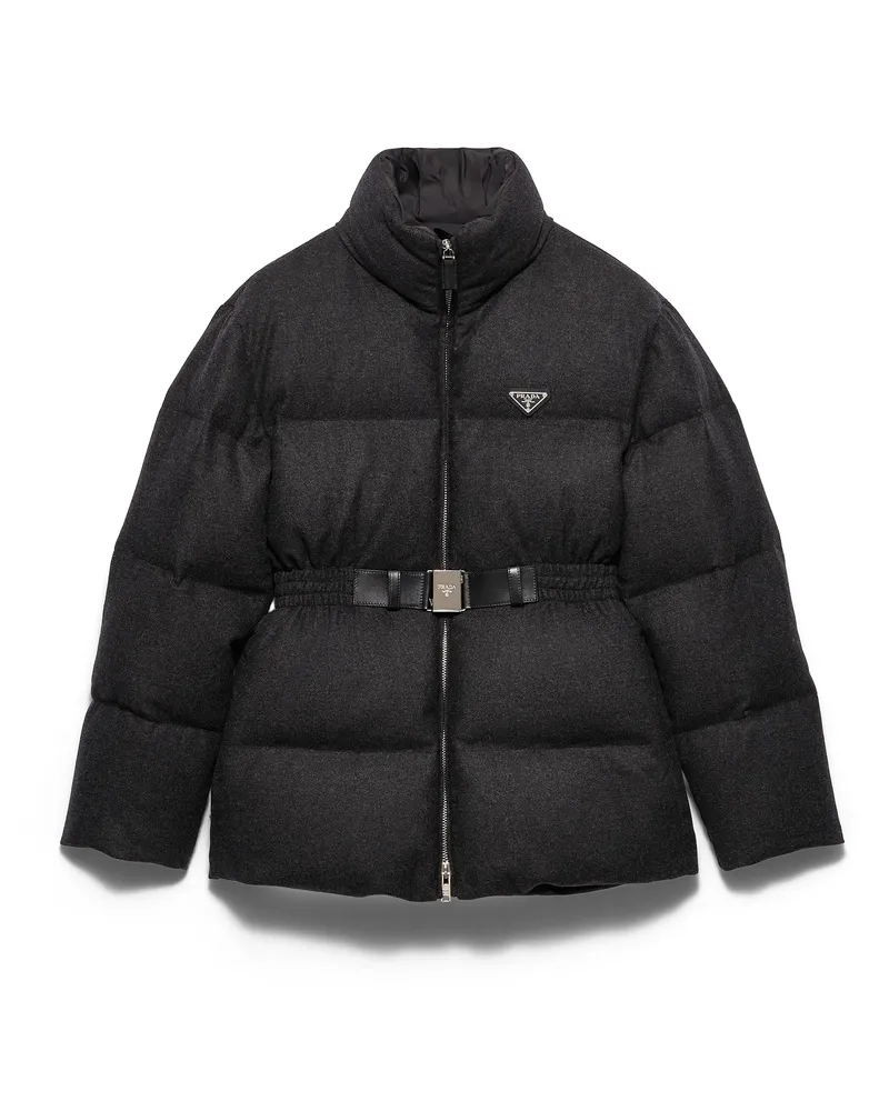 Prada Re-wool Down Jacket, Damen, Anthrazitgrau, Größe Anthrazitgrau