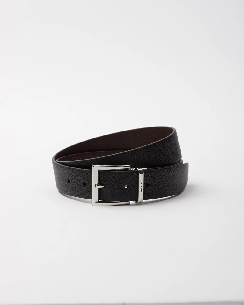 Prada Gürtel, Herren, Schwarz / Gebranntes Siena, Größe Schwarz