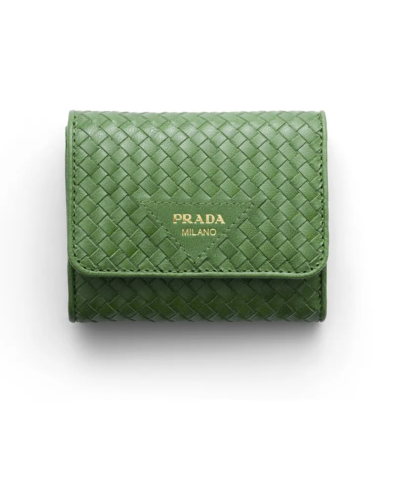 Prada Kleine Geldbörse Aus Madras-leder, Damen, Aquamarin Aquamarin