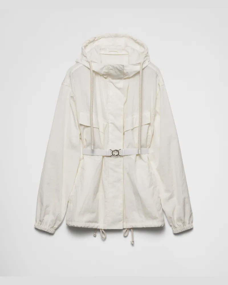 Prada Blousonjacke aus technischem Pongé Elfenbein