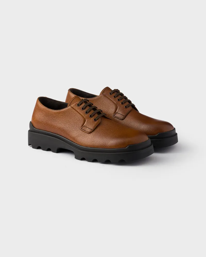 Prada Derby-Schuhe aus geprägtem Leder Hellbraun