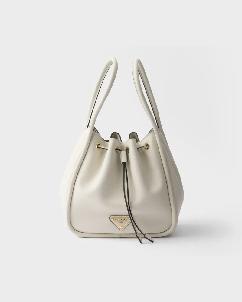 Prada Darling Mini Bucket Bag aus Leder Weiss