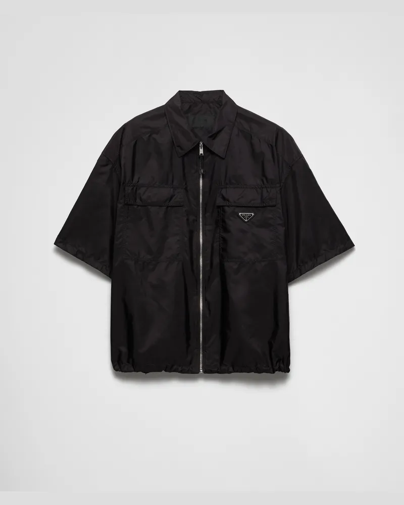 Prada Kurzärmliges Hemd aus leichtem Re-Nylon Schwarz