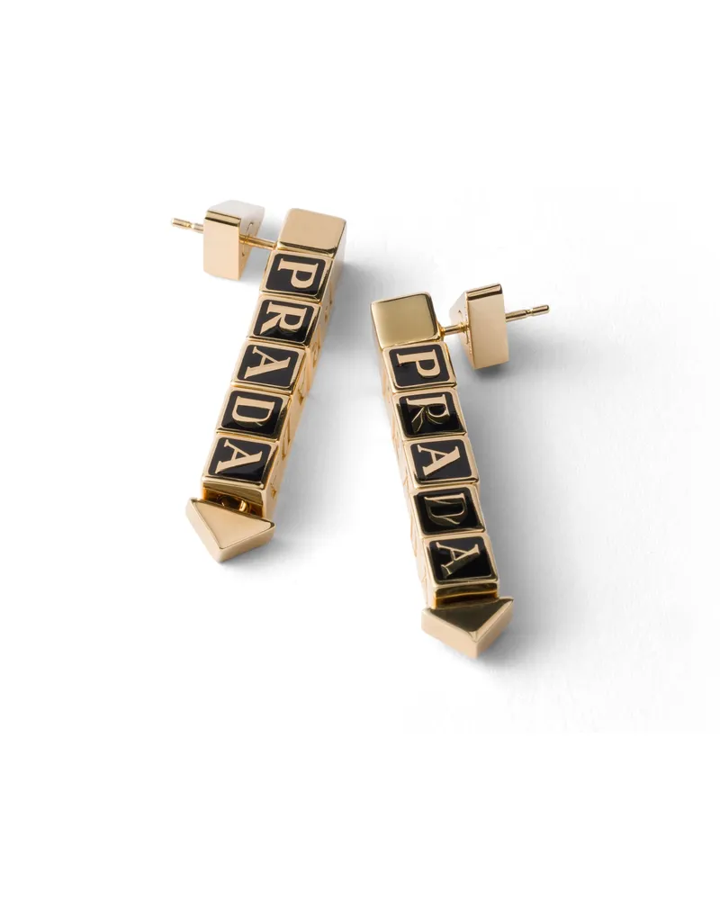 Prada Ohrringe Aus Metall, Damen, Gold/schwarz Gold