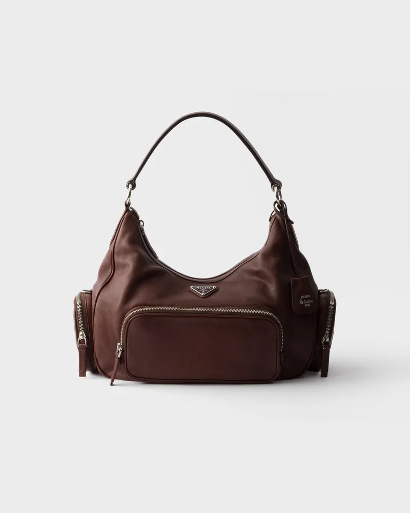 Prada Tasche aus gewaschenem Leder Kakaobraun