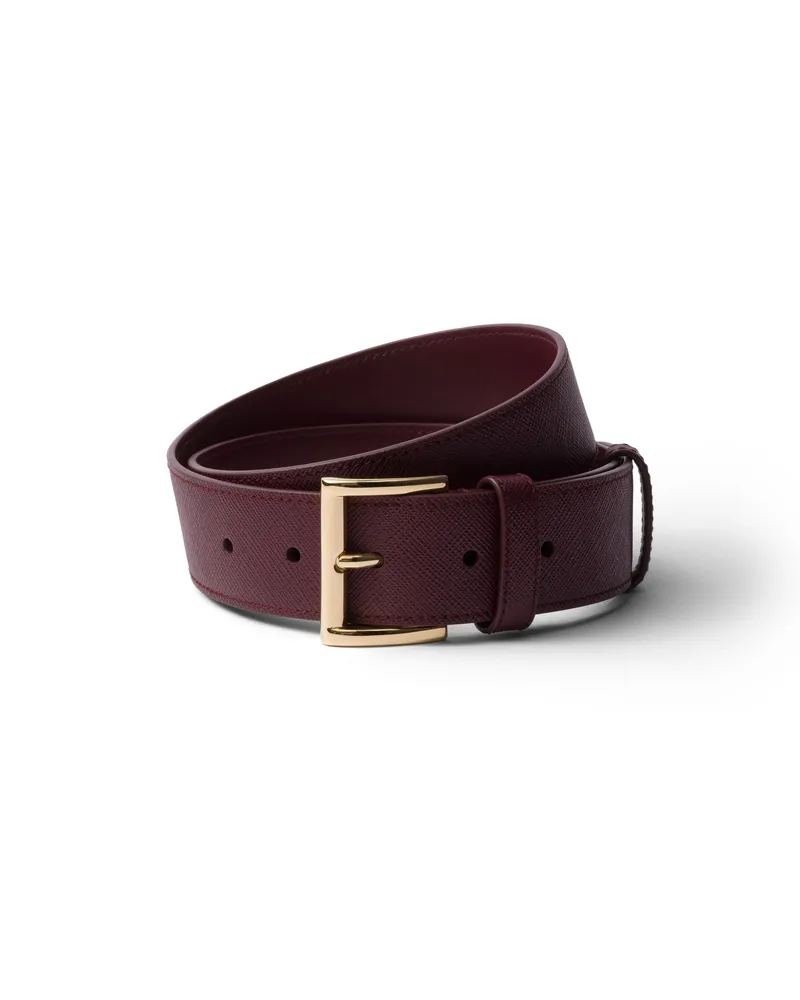 Prada Gürtel Aus Saffiano-leder, Damen, Burgunderrot, Größe Burgunderrot