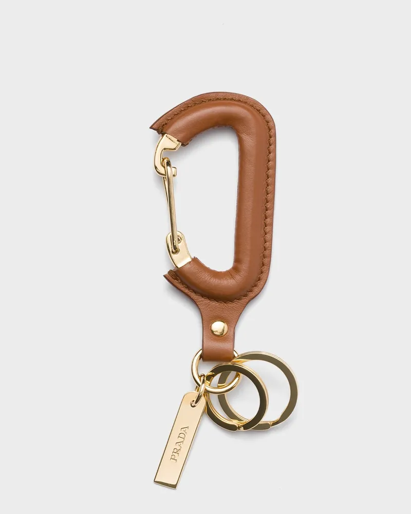 Prada Schlüsselring aus Leder Cognac