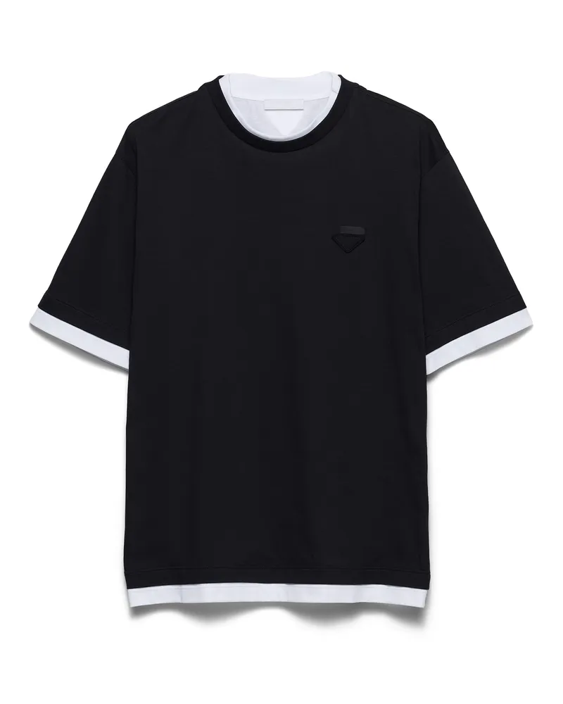 Prada T-shirt Aus Baumwolle, Herren, Schwarz/weiss, Größe Schwarz