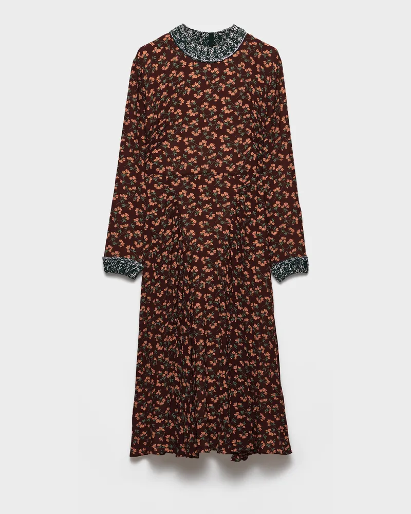 Prada Bedrucktes Kleid aus Georgette Ebenholz