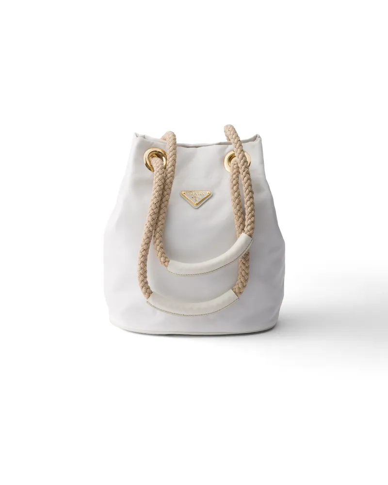 Prada Kleine  Mariner Bucket Bag Aus Re-nylon, Damen, Weiss Weiss