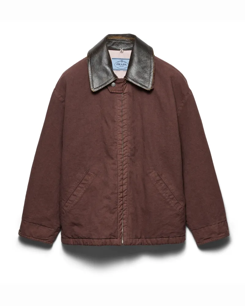 Prada Alte Cabanjacke Aus Canvas, Damen, Granat, Größe Granat