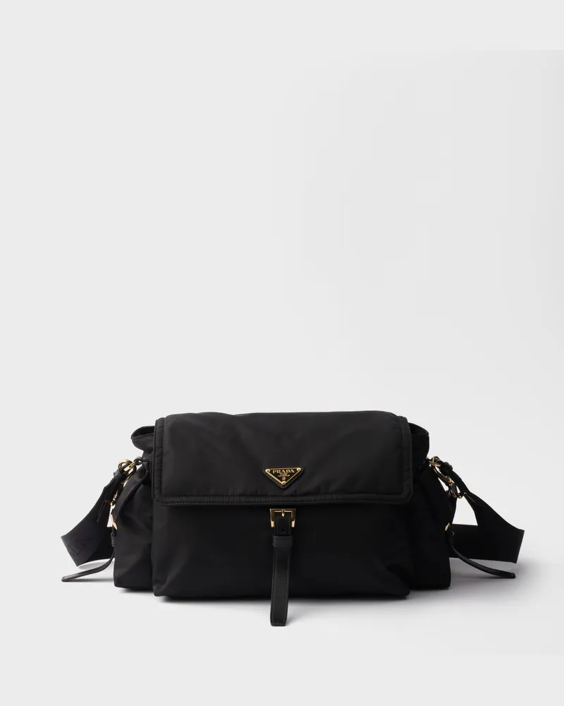 Prada Große  Explore Schultertasche aus Re-Nylon Schwarz