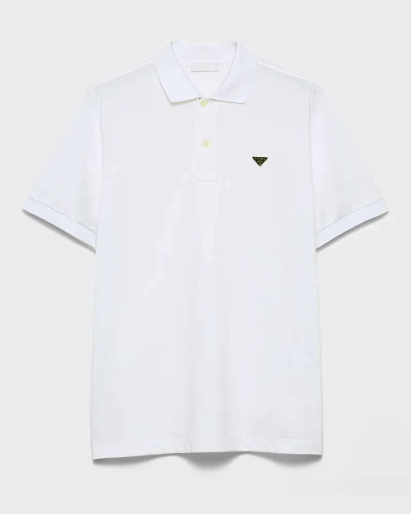 Prada Poloshirt Aus Piqué, Herren, Weiss, Größe Weiss