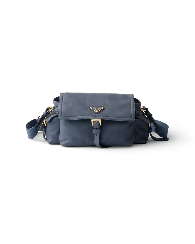 Prada Explore Schultertasche Aus Nappa-leder, Damen, Aviation/blau Aviation