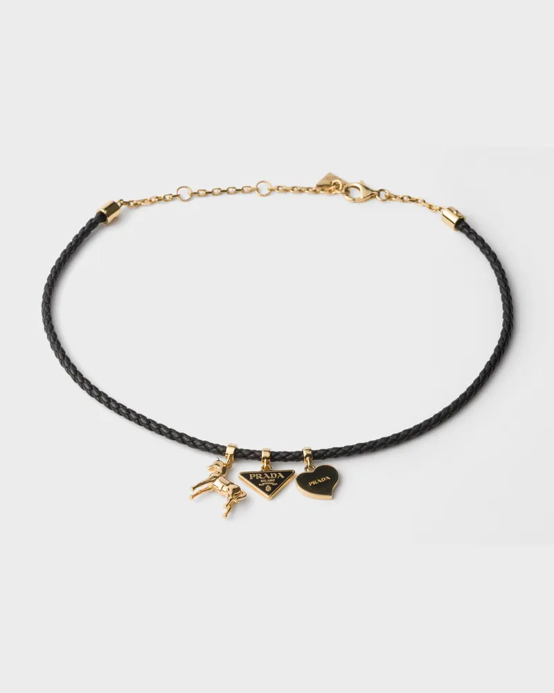 Prada Geflochtener Choker aus Nappa-Leder Schwarz