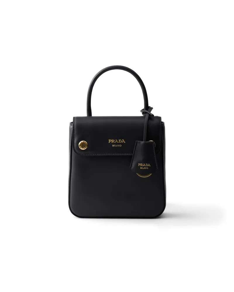 Prada Carry Mini Handtasche Aus Leder, Damen, Schwarz Schwarz