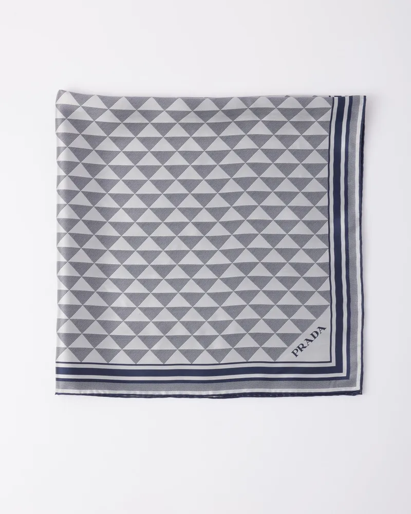 Prada Schal Aus Jacquard-seide 90, Damen, Baltisch-blau/kalk Baltisch-blau