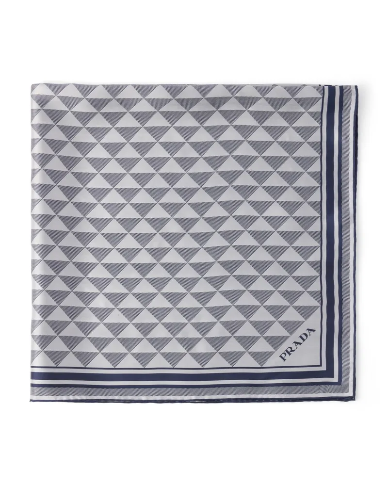 Prada Schal Aus Jacquard-seide 90x90, Damen, Baltisch-blau/kalk Baltisch-blau