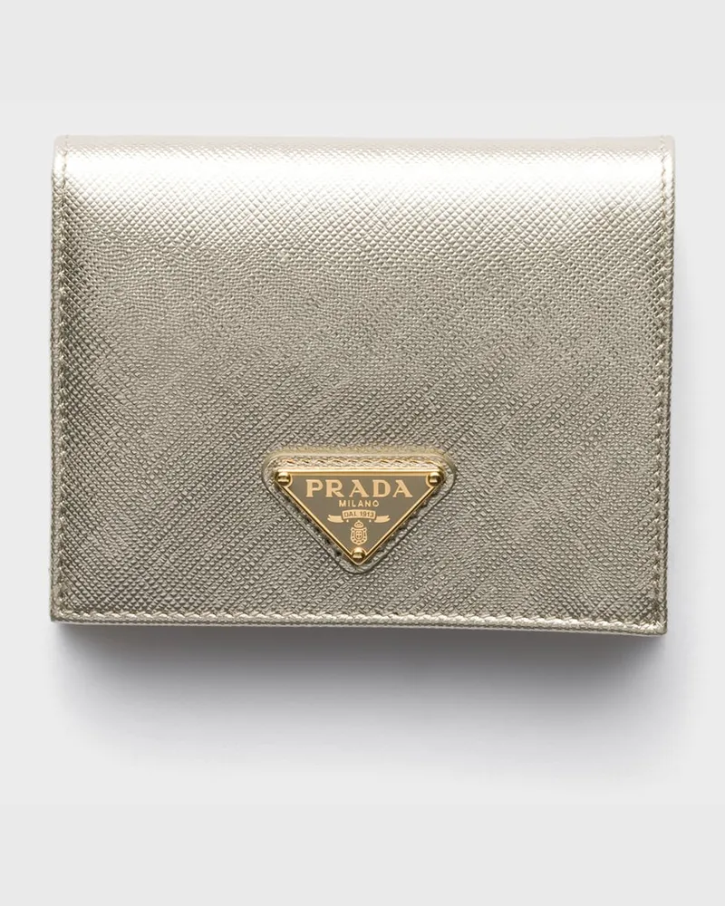 Prada Kleines Portemonnaie aus Saffiano Leder Pyrit